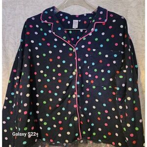 15 Sleep Chic 2 piece Multi Color Polka Dot pajama Short set - flannel 